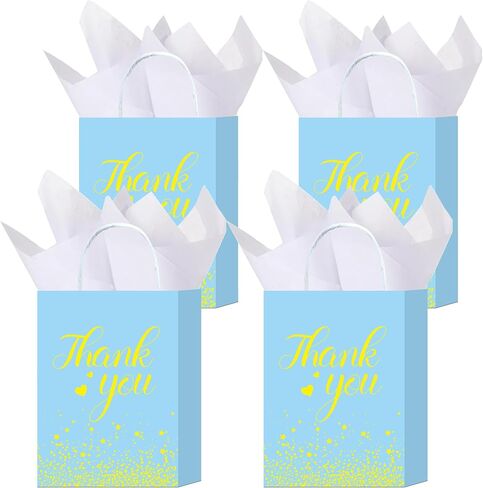 W WINTMING 20Pcs Princess Prince Party Favor Bag Blue Pink Castle Goodie Bag with Handles Butterfly Party Bag for Baby Shower Birthday Gender Reveal Party (Blue-castle) in Kuwait