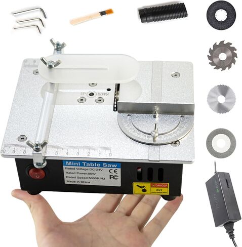منشار طاولة مصغرة ، Rtovzon 96W Mini Desktop Celetch Clotter 7.1 "X5.5" ، سمكة طاولة حرفة دقة قابلة للتعديل مع السرعة والزاوية ضبط 4* شفرات ، متوفرة للخشب/أكريليك/البلاستيك in Kuwait