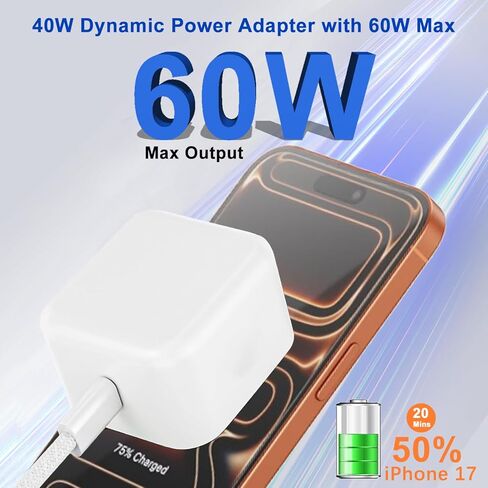 iPhone 16 15 Charger Charging Fast ، 6foot USB C to USB c cable coll with 20w type c iphone fast charging block for Apple iPhone 16/16 pro/16 pro max/16 plus/phone 15/15 pro/15 pro max/15 plus ، iPad in Kuwait