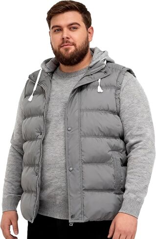 Wantdo Men's Big and Tall Puffer Vest Warm Winter Vest Quilted Sleeveless Winter Coat with Detachable Hood in Kuwait