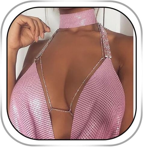 Fairyu Boho الترتر الجسم سلسلة البرازيلي بيكيني لامع عارية الذراعين الرسن المحاصيل الأعلى الشاطئ مجوهرات للجسم الإكسسوار للنساء والفتيات in Saudi Arabia