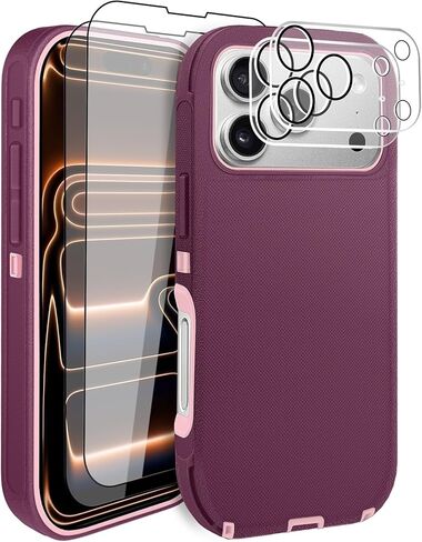 حافظة لهاتف iPhone 11 مقاس 6.1 بوصة مع حامل بمشبك حزام و2 واقي شاشة، حافظة هاتف شديدة التحمل لحماية الجسم بالكامل (مشبك حزام، أسود + برتقالي) in Kuwait
