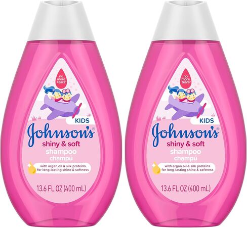 Johnson's Baby Shiny Soft TearFree Kids' Shampoo with Argan Oil Silk Proteins Paraben Sulfate DyeFree Formula Hypoallergenic Gentle for Toddler's Hair, 13.6 Fl Oz (Pack of 2) in Kuwait