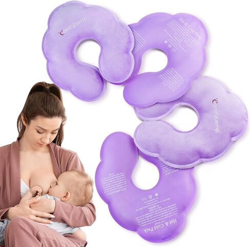 Comfytemp Breastfeeding Therapy Packs, 4-Pack Larger Dual-Sided Hot & Cold Breast Gel Ice Pads, FSA HSA Eligible, Reusable Postpartum Essentials for Pain Relief, Mastitis, Engorgement, New Mom Gifts in Saudi Arabia