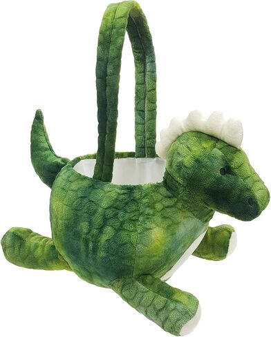 Dearsun Adorable 3D Plush Pink Triceratops Basket Easter Egg Hunting Basket Dinosaur Easter Decorations Party Supplies Eggs Gifts Storage in Saudi Arabia