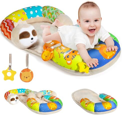 URMYWO Tummy Time Mat - 4 in 1 Cozy Tummy Time & Seated Support Pillow, Sitting Support for Newborn 0-12 Months, Infant Baby Sit Me Up Floor Seat Early Sensory Development Gifts Tummy Time Play Toys in Kuwait