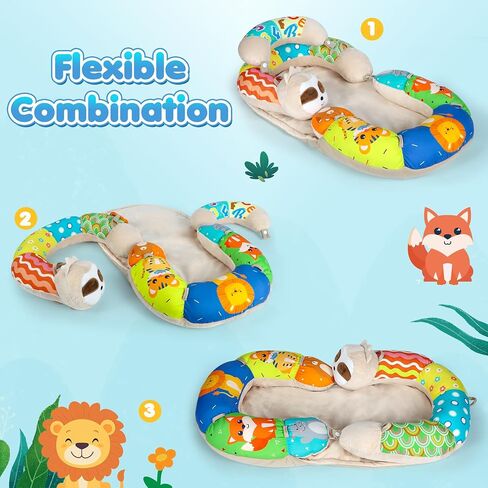 URMYWO Tummy Time Mat - 4 in 1 Cozy Tummy Time & Seated Support Pillow, Sitting Support for Newborn 0-12 Months, Infant Baby Sit Me Up Floor Seat Early Sensory Development Gifts Tummy Time Play Toys in Kuwait