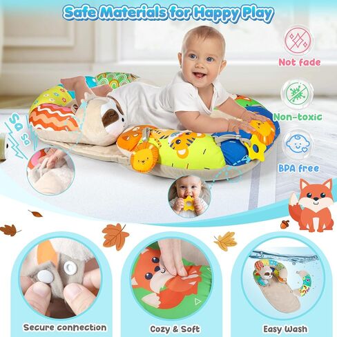 URMYWO Tummy Time Mat - 4 in 1 Cozy Tummy Time & Seated Support Pillow, Sitting Support for Newborn 0-12 Months, Infant Baby Sit Me Up Floor Seat Early Sensory Development Gifts Tummy Time Play Toys in Kuwait