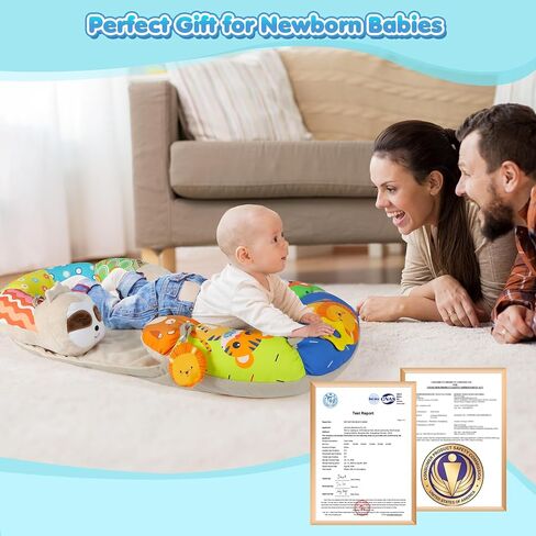 URMYWO Tummy Time Mat - 4 in 1 Cozy Tummy Time & Seated Support Pillow, Sitting Support for Newborn 0-12 Months, Infant Baby Sit Me Up Floor Seat Early Sensory Development Gifts Tummy Time Play Toys in Kuwait