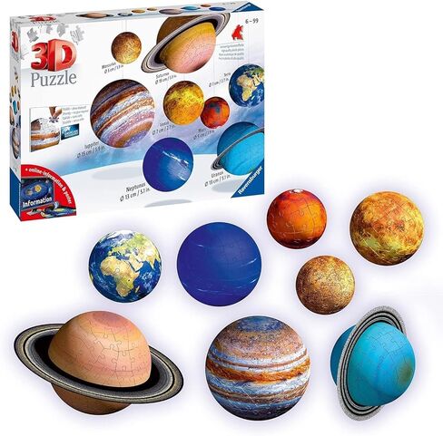 Ravensburger Solar System 540 Piece - 9 Planet 3D Jigsaw Puzzle Met for Kids and Comens | سهلة النقر تقنية | مادة متينة | أضف دفقة من اللون إلى أعمار غرفتك - رقم 11668 in Saudi Arabia