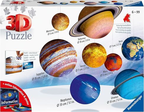 Ravensburger Solar System 540 Piece - 9 Planet 3D Jigsaw Puzzle Met for Kids and Comens | سهلة النقر تقنية | مادة متينة | أضف دفقة من اللون إلى أعمار غرفتك - رقم 11668 in Saudi Arabia