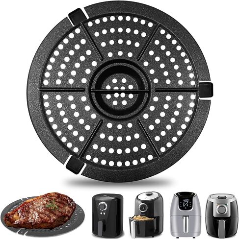 Replacement Parts for PowerXL Vortex 7 QT Air Fryer, Oval 10.3''*9.5'' Food Grade Stainless Steel Air Fryer Accessories Grill Pan Grill Plate Crisper Plate Tray Rack with Rubber Bumpers in Saudi Arabia