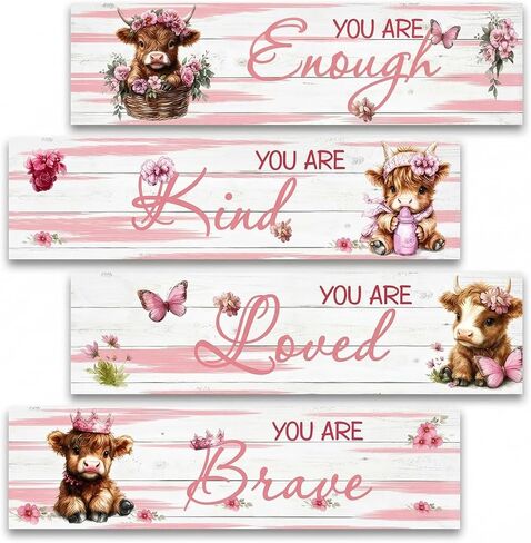 PAMBO Winnie Bear Baby Shower Decorations, 4-Panel Wooden Nursery Decor Room Inspirational Wall Art, Motivational Quote Signs in Kuwait