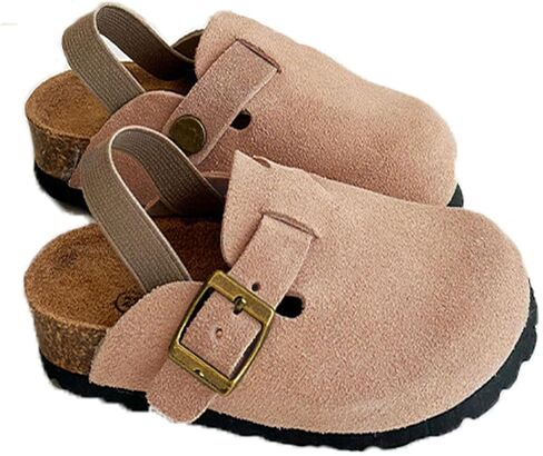 Kids Suede Clogs Toddler Clogs Boys Girls Sandals Cork Adjustable Buckle Mules in Kuwait