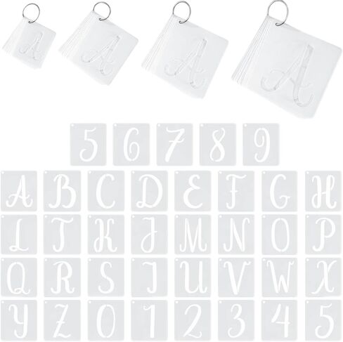 144 Pcs Letter and Number Stencils 4 Set Different Size Alphabet Number Stencils 1 2 3 4 Inch Plastic Stencils for Painting on Wood, Wall, Fabric, Signage, Door Porch, DIY Art Projects in Kuwait