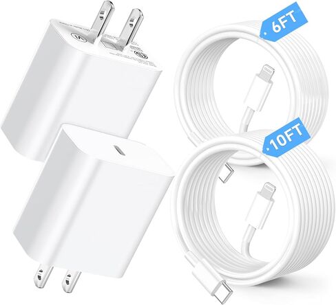 Compatible with iPhone Charger 6/10Ft Fast Charging 2Pack 20W PD Fast Charger Type C Fast Charging Block & Fast Charger Cord Compatible with iPhone 14/13/12/11 Pro/iPad/Pro Max/Plus/XS/XR/SE in Saudi Arabia