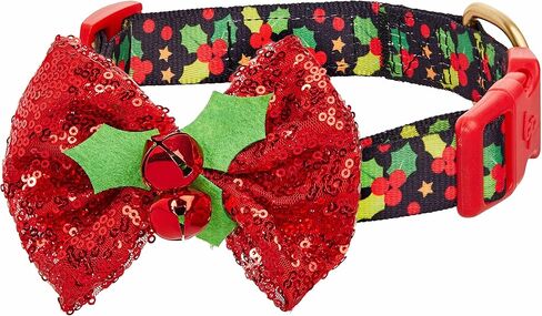 Blueberry Pet Christmas Reindeer Designer Adjustable Dog Collar with Bowtie Décor, Large, Neck 18"-26" in Saudi Arabia