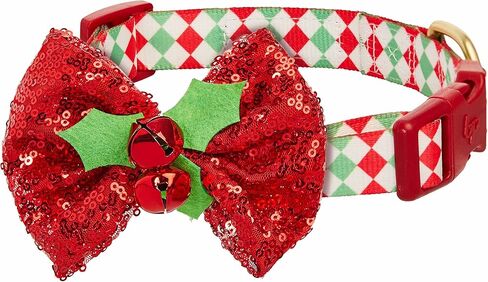 Blueberry Pet Christmas Reindeer Designer Adjustable Dog Collar with Bowtie Décor, Large, Neck 18"-26" in Saudi Arabia