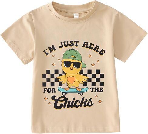 قميص Sofeon Toddler Boy Easter Shirt Funny Chick Skateboard T-Shirt in Kuwait