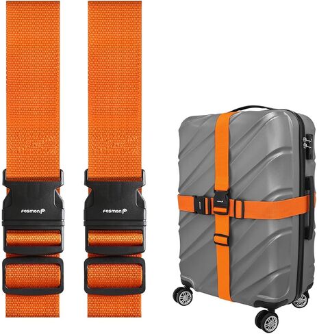 Fosmon Luggage Straps for Suitcases (2 Pack), Travel Belts with Adjustable Strap, Buckle and Identifiers, Luggage Connector Luggage Wrap, Essential Luggage Accessories for Travel Cruise (Green) in Kuwait