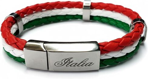 P.S. I Love Italy Tricolor Leather Bracelet with Stainless Steel Italia Clasp - Great Italian Themed Jewelry Gift in Kuwait