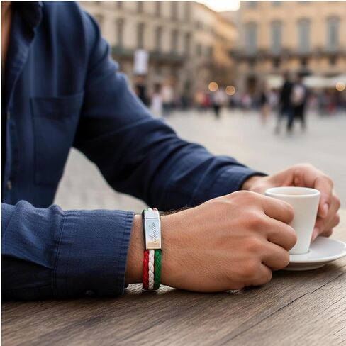 P.S. I Love Italy Tricolor Leather Bracelet with Stainless Steel Italia Clasp - Great Italian Themed Jewelry Gift in Kuwait