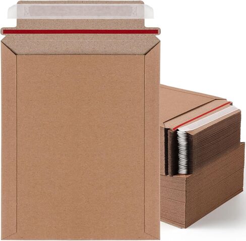 Fainne 200 Pcs 7 x 9 Inch Rigid Mailers Self Adhesive Photo Flat Cardboard Envelope Mailers Bulk Cardboard Minimalistic for Mailing Kraft Shipping Document Photography (Black) in Kuwait