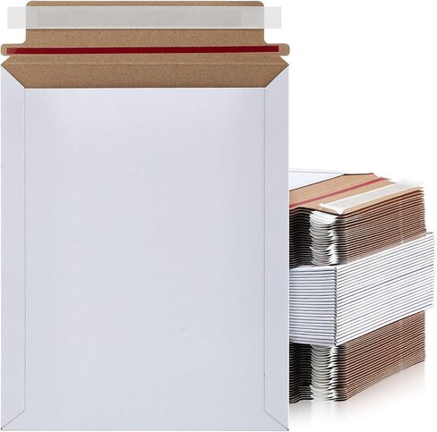Fainne 200 Pcs 7 x 9 Inch Rigid Mailers Self Adhesive Photo Flat Cardboard Envelope Mailers Bulk Cardboard Minimalistic for Mailing Kraft Shipping Document Photography (Black) in Kuwait