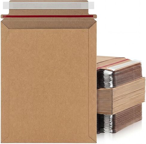 Fainne 200 Pcs 7 x 9 Inch Rigid Mailers Self Adhesive Photo Flat Cardboard Envelope Mailers Bulk Cardboard Minimalistic for Mailing Kraft Shipping Document Photography (Black) in Kuwait