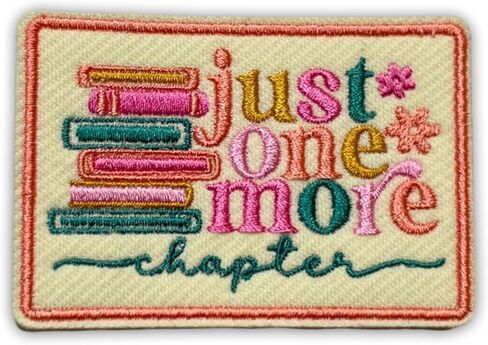 Just One More Chapter Patch 3 Inches Book Lover Reader Gifts Reading Bookish Iron On/Sew On Embroidery Fabric Applique Patches for Trucker Hats Clothes Backpack DIY Accessories Friends Mom Gifts in Kuwait