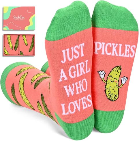 جوارب مخلل مرحة للنساء من sockfun، هدايا مخلل مبتكرة لمحبي المخللات، مجرد فتاة تحب المخللات in Kuwait