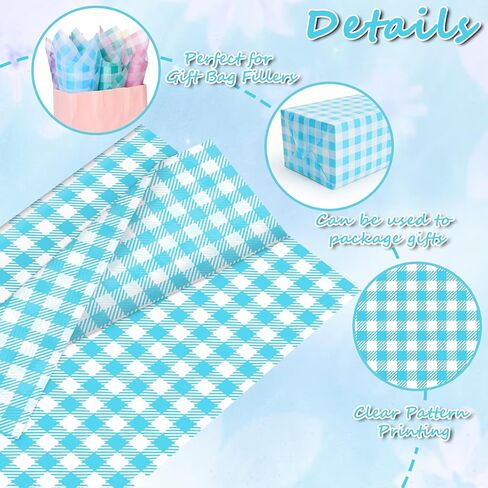 90 ورقة ربيع الباستيل ورقة أنسجة منقوشة ، عيد الفصح حلوى ألوان بوفالو بلود هدية الالتفاف ورقة الربيع الفنية الأنسجة لعيد ميلاد عيد ميلاد الطفل ديكور حفل زفاف ، 20x14 '' (منقوشة كلاسيكية) in Kuwait