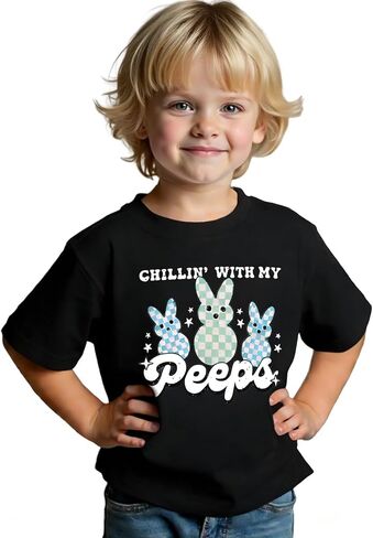 CM C & M Wodro Toddler Baby Boy Chillin 'مع Peaps T-Shirt Kid Funny Easter Bunny Print Tees Shirt Shirt in Kuwait