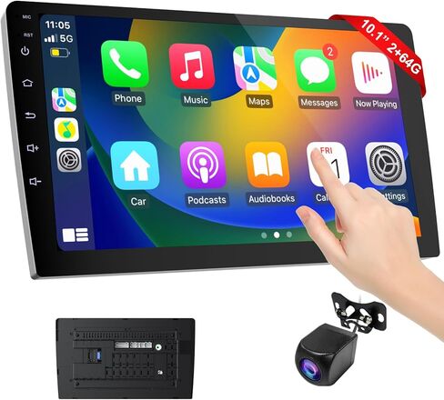 ستيريو سيارة دافعة دافعة اللاسلكي مع Apple Carplay/Android Auto ، شاشة CarPlay للسيارة ، التحكم الصوتي مع الكاميرا الاحتياطية ، Bluetooth ، التنقل ، رابط المرآة (10.1 بوصة) in Kuwait