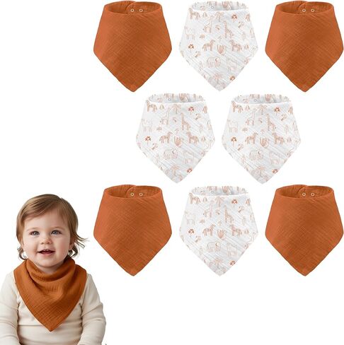 Muslin Baby bibs for drooling and teething, 100% cotton, Bibs for baby girl, Muslin bibs for boys (8 Pack) in Kuwait