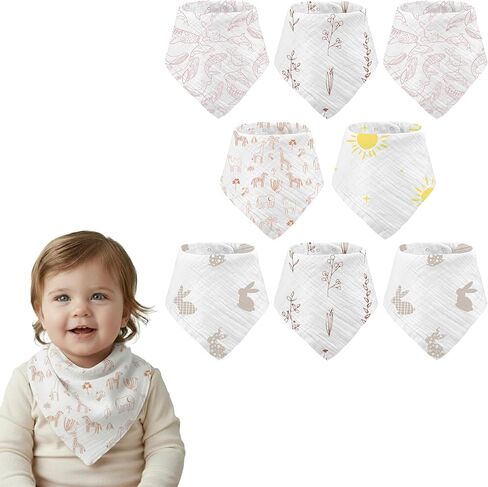 Muslin Baby bibs for drooling and teething, 100% cotton, Bibs for baby girl, Muslin bibs for boys (8 Pack) in Saudi Arabia