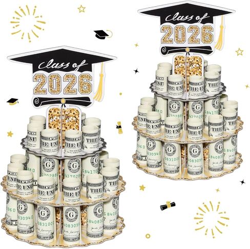 حامل أموال التخرج من أجل الهدية النقدية ، 2025 هدايا التخرج حامل المال Leis Cash Cake على فئة مبروك 2025 لوازم التخرج (1 PCS) in Kuwait