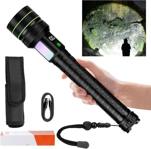 Rechargeable LED Flashlights High Lumens,990000 Lumens Super Bright Flashlight, with COB Work Light & 10 Modes, IPX67 Waterproof Handheld Flashlight, for Camping Emergencies Hiking Night Work in Saudi Arabia