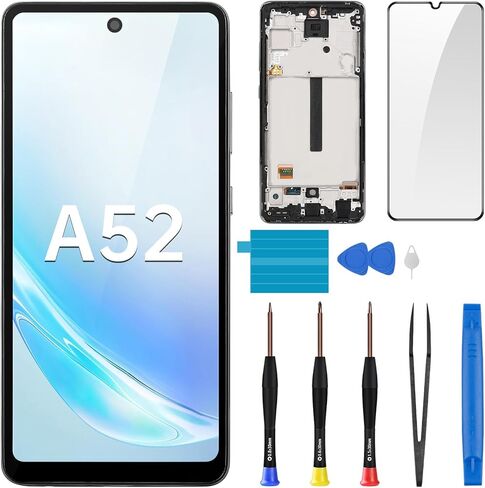 for Samsung Galaxy A52 4G 5G Screen Replacement with Frame - LCD Display Touch Digitizer Full Assembly Fix Glass with Repair Tools Kit SM-A525U A526U in Kuwait