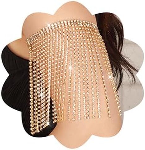 Xerling Rhinestones Tassel Fringe Arm Bracelets Layered Armband Armlet for Bridal Wedding Upper Arm Band Jewelry for Women Prom Party in Kuwait