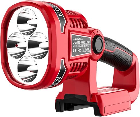 18W Flashlight for Milwaukee M18 18V Lithium-ion Battery, 1250LM Flashlight Floodlight with USB Port, Jobsite Light Tool with 110 Degree Pivoting Head LED Work Light for Outdoor Camping in Kuwait