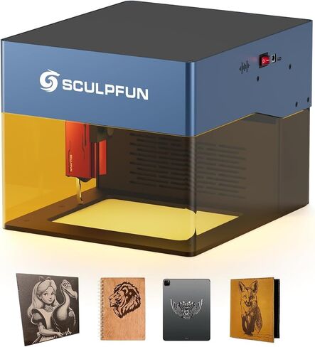 SCULPFUN iCube Pro 5W Laser Engraver, Laser Engraver and Cutter Machine with Smoke Filter Temperature Alarm, Portable Laser Engraving Machine for Wood, Metal and Acrylic, 130 x 130 mm in Saudi Arabia