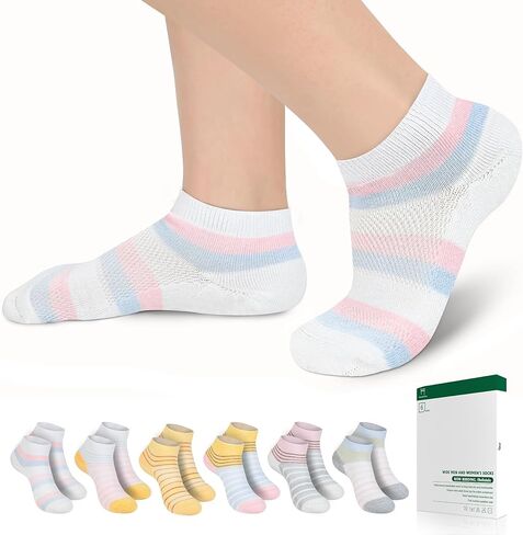 الجوارب السكري بولينلولو للنساء والرجال 6 أزواج من الخيزران فيكوز غير ملزمة في الكاحل السكري منخفض القطع الحجم 6-9 9-11 in Kuwait