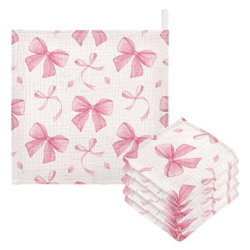 Burbuja Pink Bow Baby Washcloths - منشفة طفل شاشية ناع in Kuwait