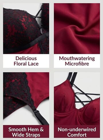 EVELUST Plus Size Lingerie 2 Piece for Women Suspender Garter Teddy Set with Lace Thong Backless Sexy Babydoll in Kuwait