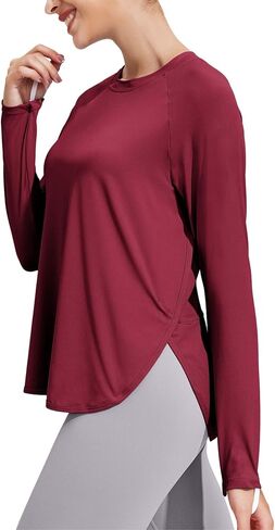 Pinspark Long Sleeve Workout Tops for Women Moisture Wicking Yoga Shirts Hiking Athletic Loose Fit Raglan Sleeve Tops in Saudi Arabia