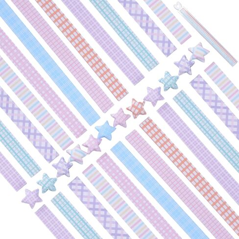 640 Sheets Origami Paper Strips, Colorful Gilding Plaid Paper Star Strips Star Paper Strips Lucky Star Paper Strips for Crafts DIY Handcrafts School Teaching in Kuwait