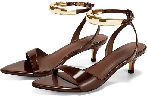 Coutgo Womens Low Hist Teens Sandals strappy مدببة Open Open One Strap Metal Summer Bress in Saudi Arabia