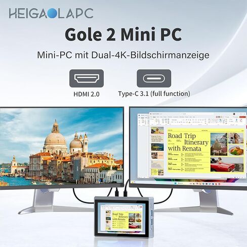 Mini PC, 12th Gen Alder Lake- N100(up to 3.4GHz), 16GB RAM 512GB eMMC, Fanless Mini Desktop, Type-C 3.1, Dual LAN 2.5G Ethernet, Dual Display 4K 60Hz, WiFi BT 5.2 for Business Home Office in Kuwait