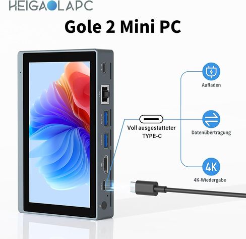 Mini PC, 12th Gen Alder Lake- N100(up to 3.4GHz), 16GB RAM 512GB eMMC, Fanless Mini Desktop, Type-C 3.1, Dual LAN 2.5G Ethernet, Dual Display 4K 60Hz, WiFi BT 5.2 for Business Home Office in Kuwait